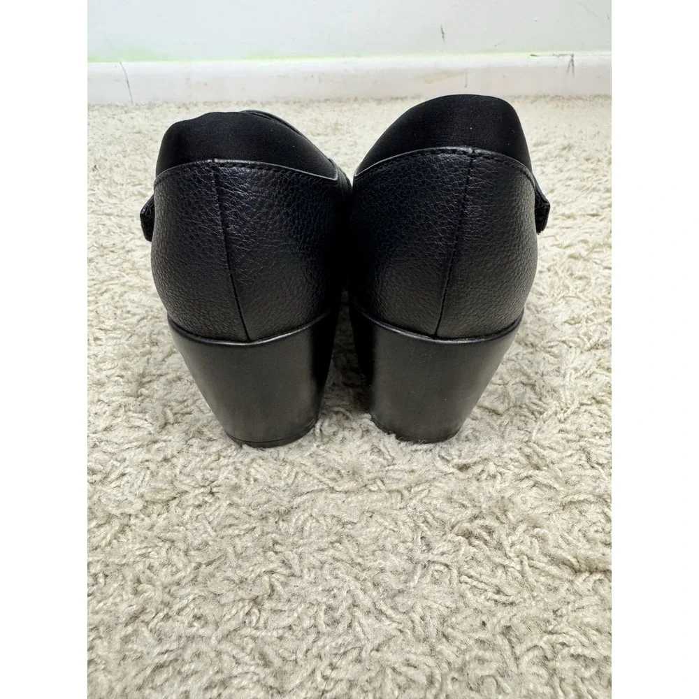 Clark's Black Leather Emily Pearl Mary Jane Block Heel Comfort Shoes Women's 7M - Picture 5 of 9